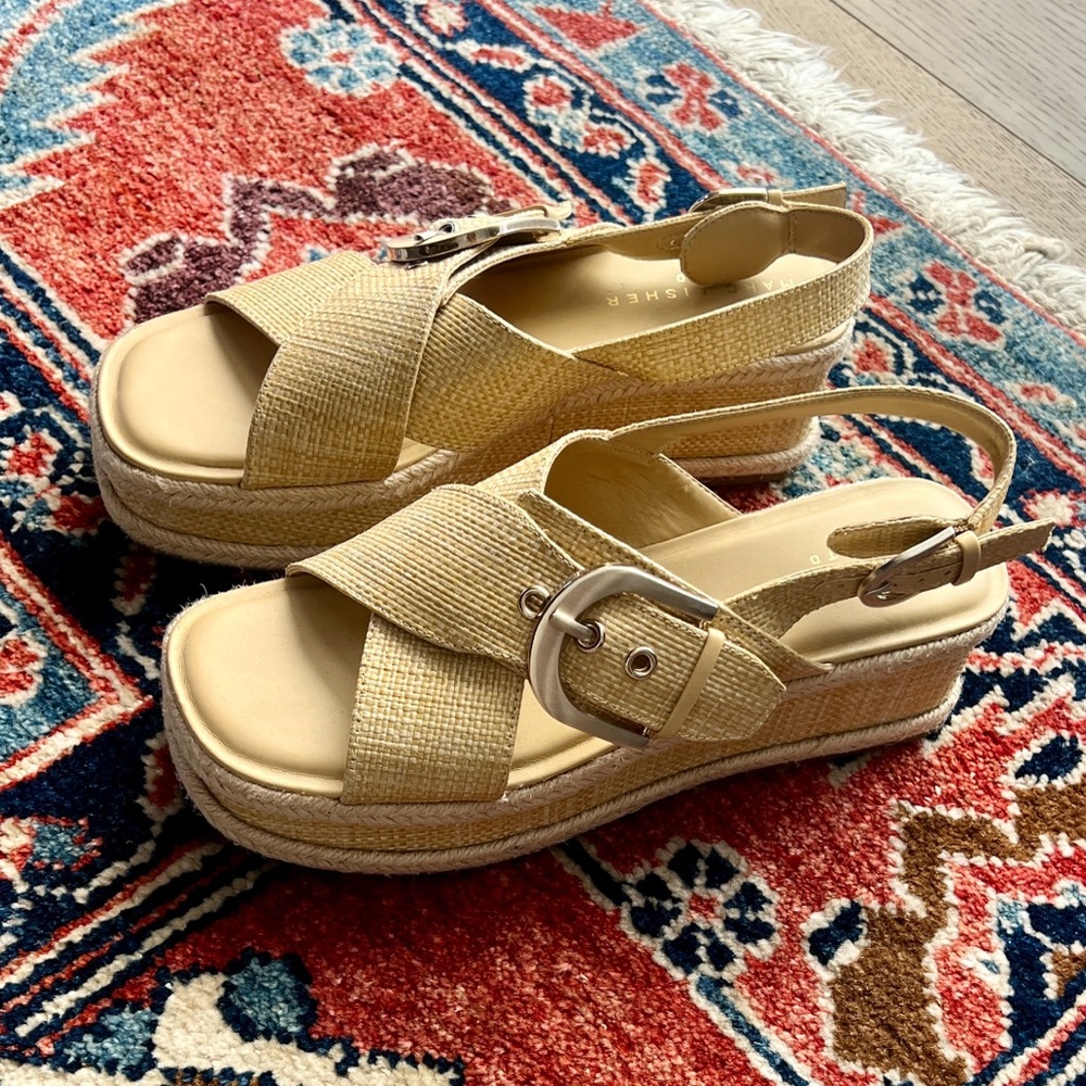 Marc Fisher Renda Woven Platform Slingback Sandal - Natural - Picture 2 of 8